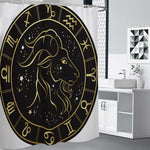 Gold And Black Capricorn Sign Print Premium Shower Curtain