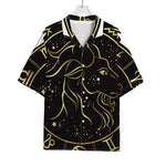 Gold And Black Capricorn Sign Print Rayon Hawaiian Shirt