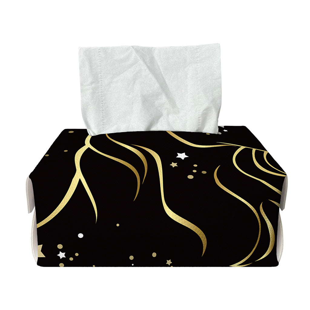 Gold And Black Capricorn Sign Print Rectangle Tissue Box Cover
