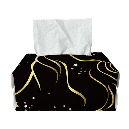 Gold And Black Capricorn Sign Print Rectangle Tissue Box Cover