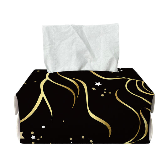 Gold And Black Capricorn Sign Print Rectangle Tissue Box Cover
