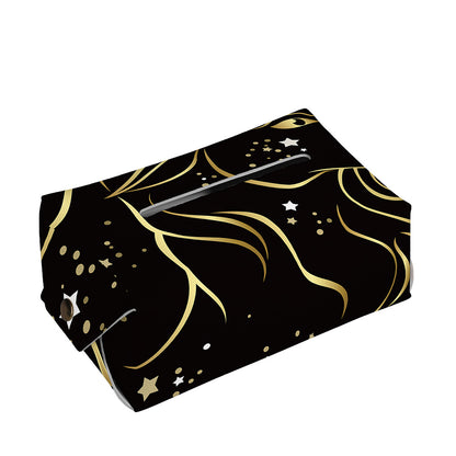 Gold And Black Capricorn Sign Print Rectangle Tissue Box Cover
