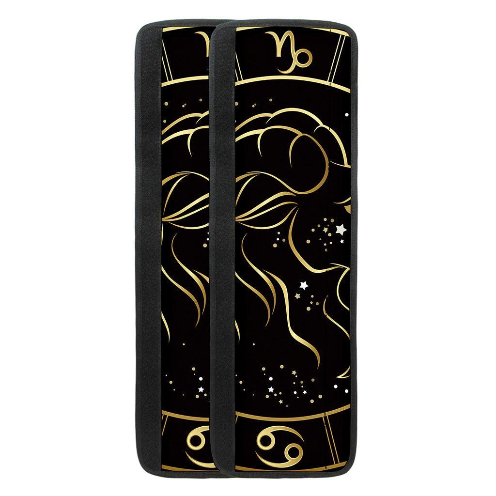 Gold And Black Capricorn Sign Print Refrigerator Handle Covers