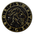 Gold And Black Capricorn Sign Print Round Blanket