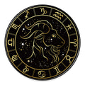 Gold And Black Capricorn Sign Print Round Floor Mat