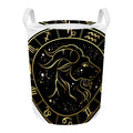 Gold And Black Capricorn Sign Print Round Laundry Basket