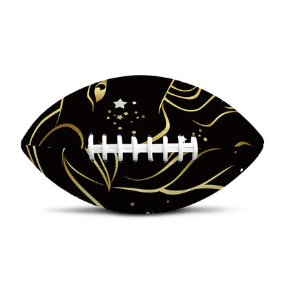 Gold And Black Capricorn Sign Print Rugby Ball