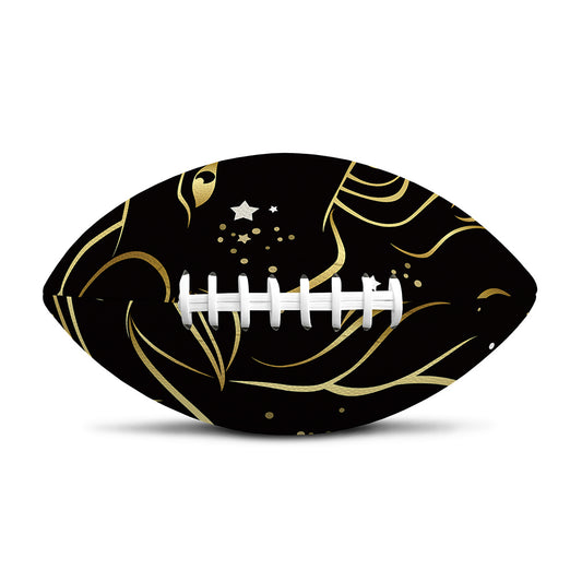 Gold And Black Capricorn Sign Print Rugby Ball