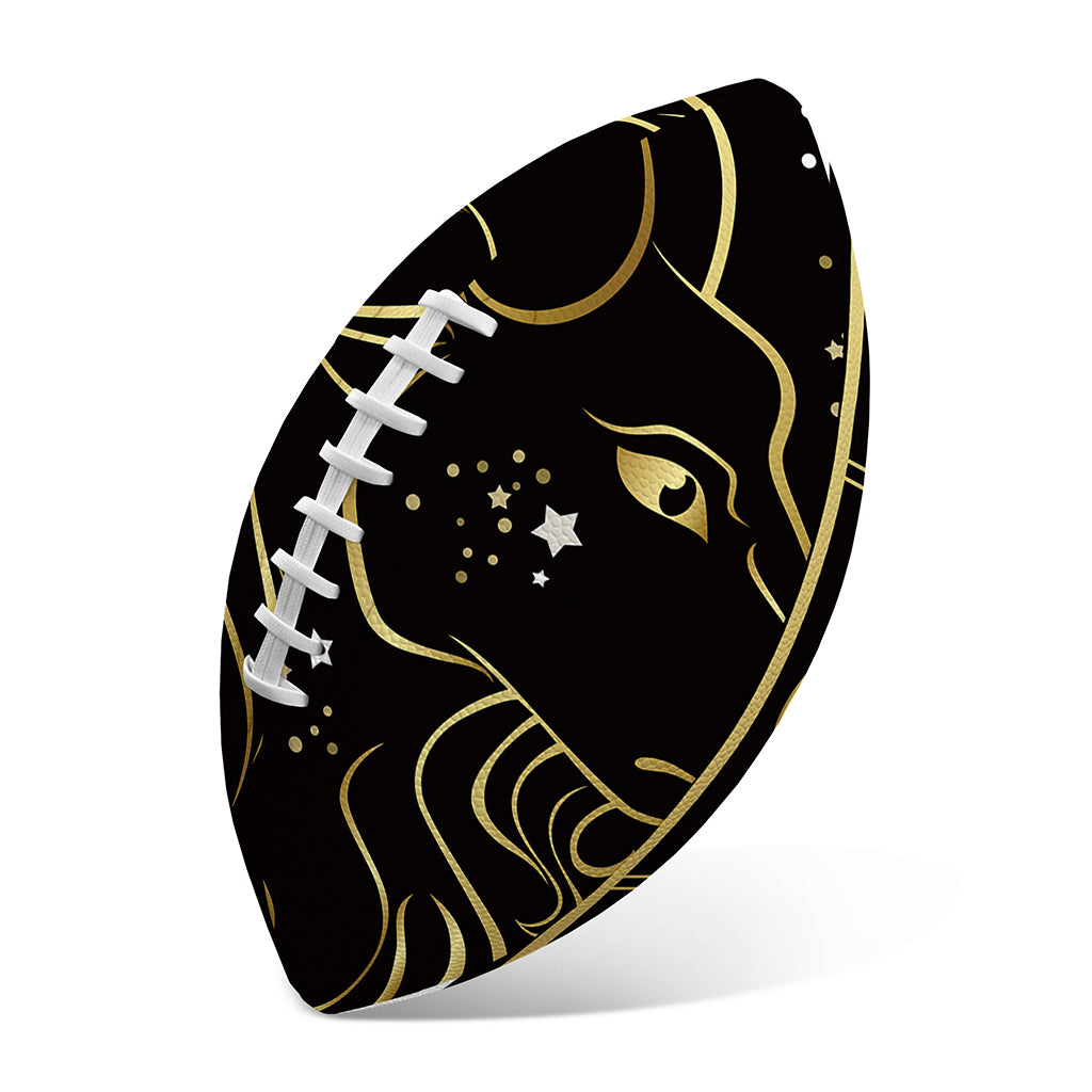 Gold And Black Capricorn Sign Print Rugby Ball