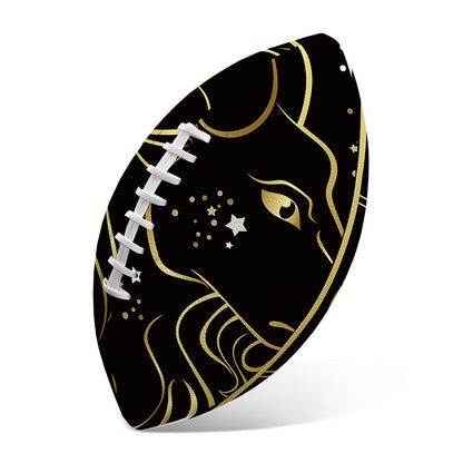 Gold And Black Capricorn Sign Print Rugby Ball
