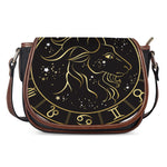 Gold And Black Capricorn Sign Print Saddle Bag