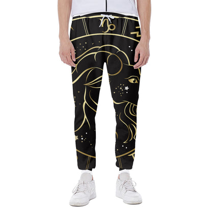 Gold And Black Capricorn Sign Print Scuba Joggers
