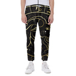 Gold And Black Capricorn Sign Print Scuba Joggers