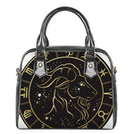 Gold And Black Capricorn Sign Print Shoulder Handbag