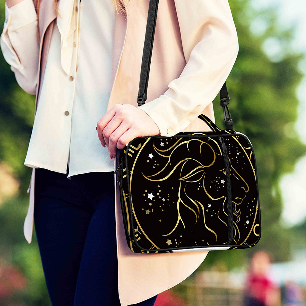 Gold And Black Capricorn Sign Print Shoulder Strap Bible Bag