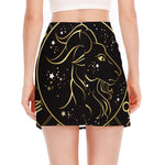 Gold And Black Capricorn Sign Print Side Slit Mini Skirt