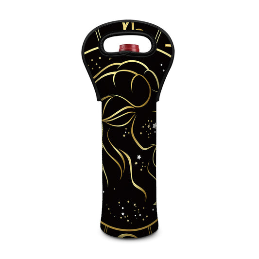 Gold And Black Capricorn Sign Print Single Neoprene Wine Tote