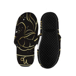 Gold And Black Capricorn Sign Print Slippers