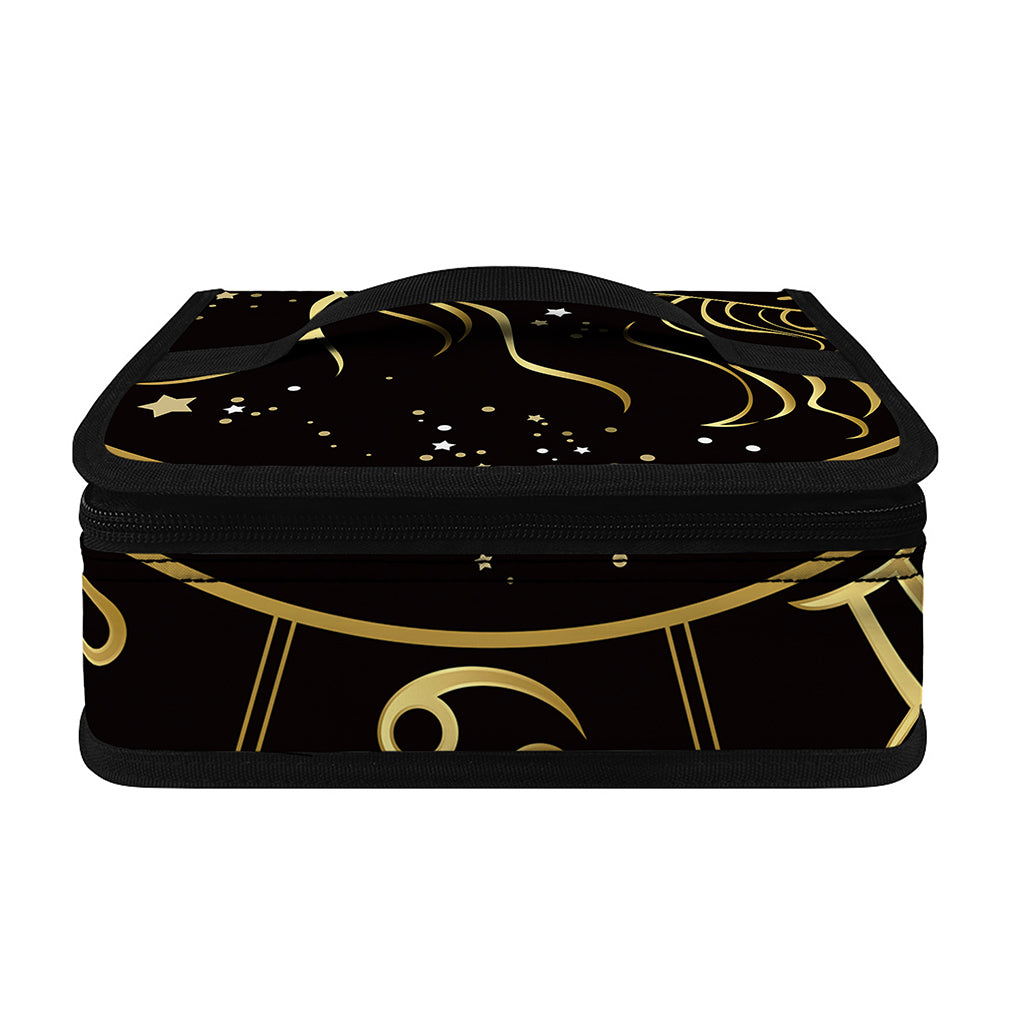 Gold And Black Capricorn Sign Print Small Lunch Bag