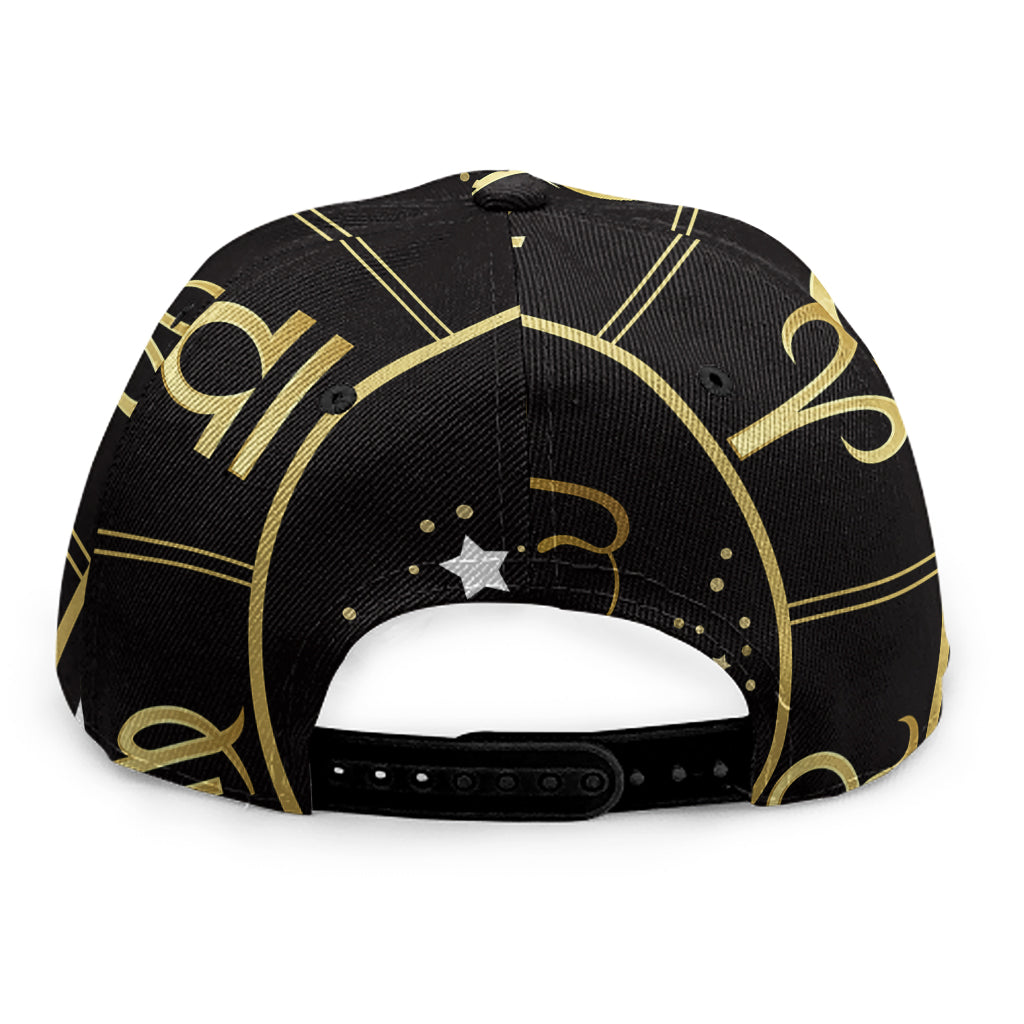 Gold And Black Capricorn Sign Print Snapback Cap