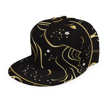 Gold And Black Capricorn Sign Print Snapback Cap