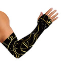 Gold And Black Capricorn Sign Print Sun Protection Arm Sleeves