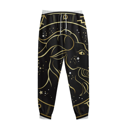 Gold And Black Capricorn Sign Print Sweatpants