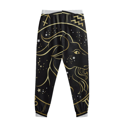 Gold And Black Capricorn Sign Print Sweatpants