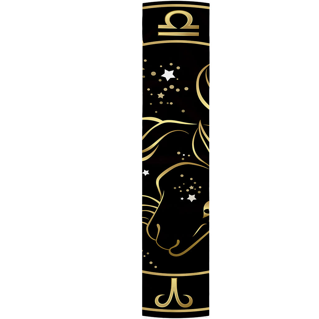 Gold And Black Capricorn Sign Print Table Runner