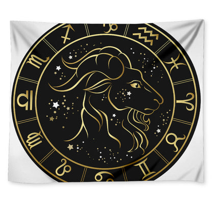 Gold And Black Capricorn Sign Print Tapestry