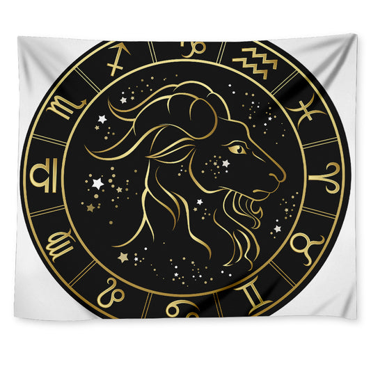Gold And Black Capricorn Sign Print Tapestry