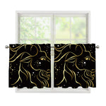 Gold And Black Capricorn Sign Print Tier Curtains