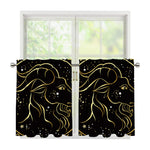 Gold And Black Capricorn Sign Print Tier Curtains