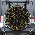Gold And Black Capricorn Sign Print Tire Cover