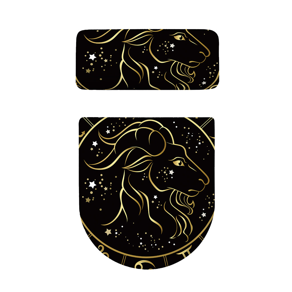 Gold And Black Capricorn Sign Print Toilet Lid And Tank Cover Set