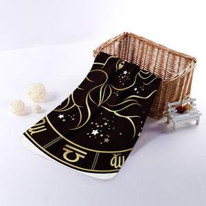 Gold And Black Capricorn Sign Print Towel