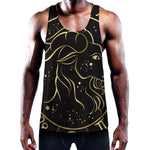 Gold And Black Capricorn Sign Print Training Tank Top
