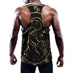 Gold And Black Capricorn Sign Print Training Tank Top