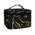 Gold And Black Capricorn Sign Print Travel Makeup Bag