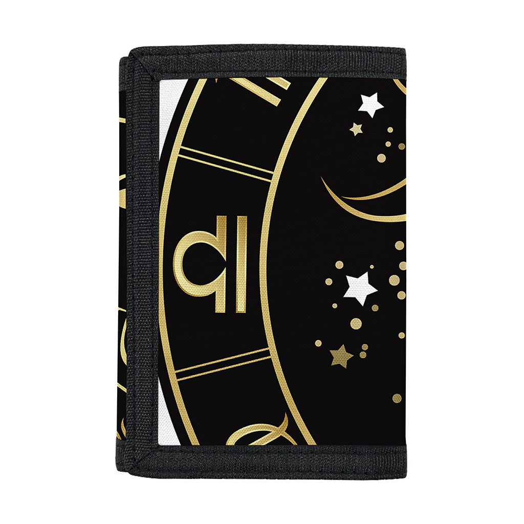 Gold And Black Capricorn Sign Print Trifold Wallet