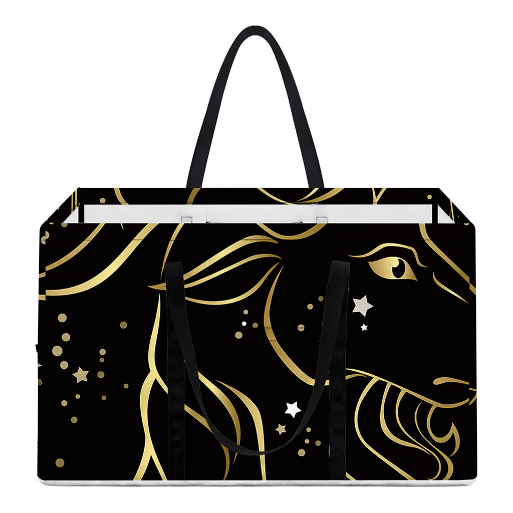 Gold And Black Capricorn Sign Print Utility Tote Bag