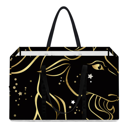 Gold And Black Capricorn Sign Print Utility Tote Bag