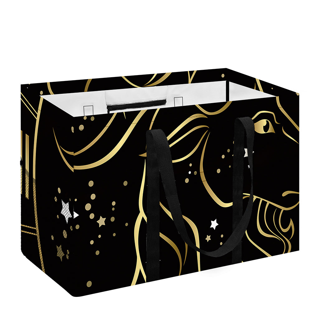 Gold And Black Capricorn Sign Print Utility Tote Bag