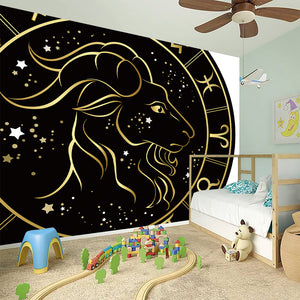 Gold And Black Capricorn Sign Print Wall Sticker