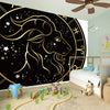 Gold And Black Capricorn Sign Print Wall Sticker