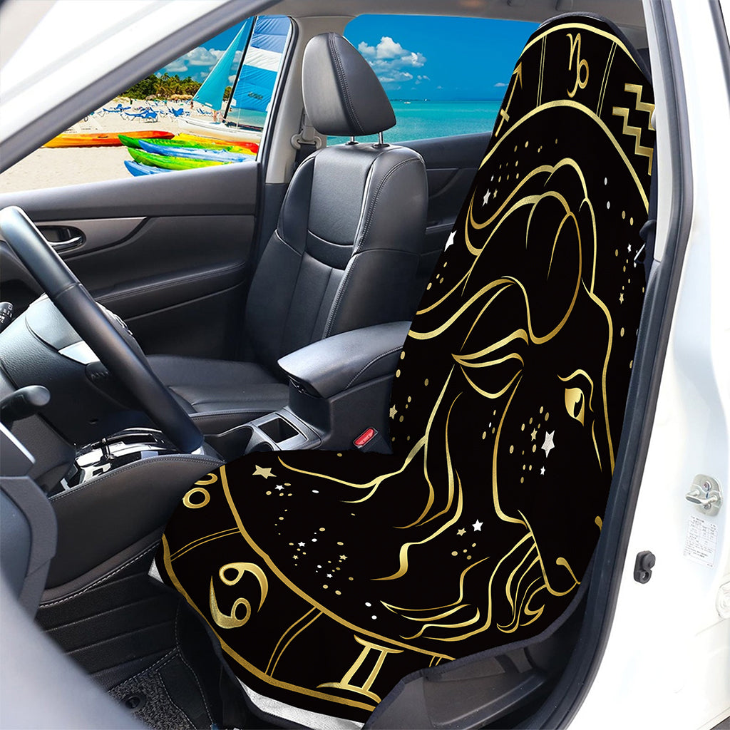 Gold And Black Capricorn Sign Print Waterproof Car Seat Cover