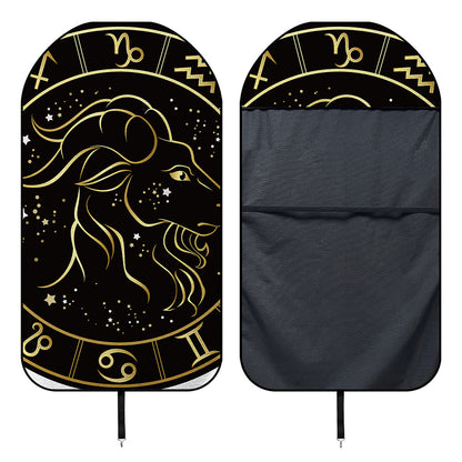 Gold And Black Capricorn Sign Print Waterproof Car Seat Cover
