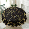 Gold And Black Capricorn Sign Print Waterproof Round Tablecloth