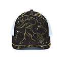 Gold And Black Capricorn Sign Print White Mesh Trucker Hat
