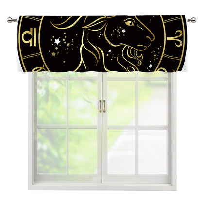 Gold And Black Capricorn Sign Print Window Valance